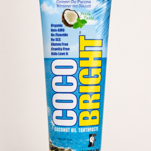 CocoBright coconut oil toothpaste 4 oz tube — organic, non-GMO, fluoride-free, SLS-free